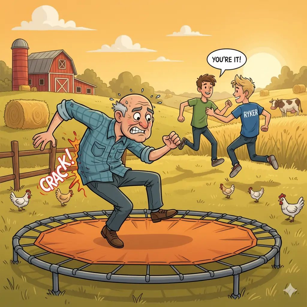 My dad snapping his back while jumping